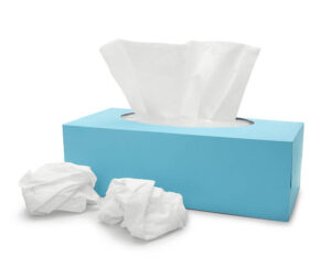 Blue Tissue Paper Box isolated on white (excluding the shadow)